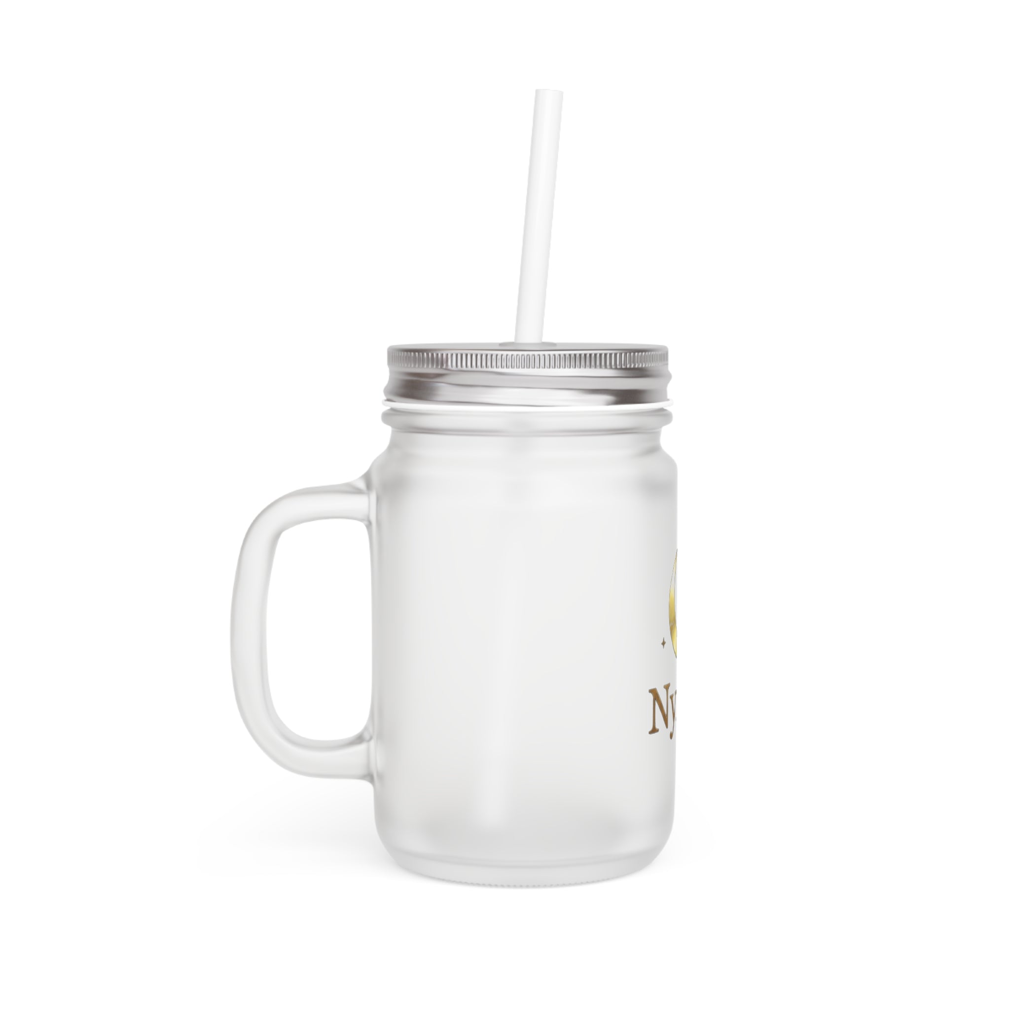 Nyxios Moon Mason Jar Tumbler — Frosted Glass Mason Jar with Lid & Straw