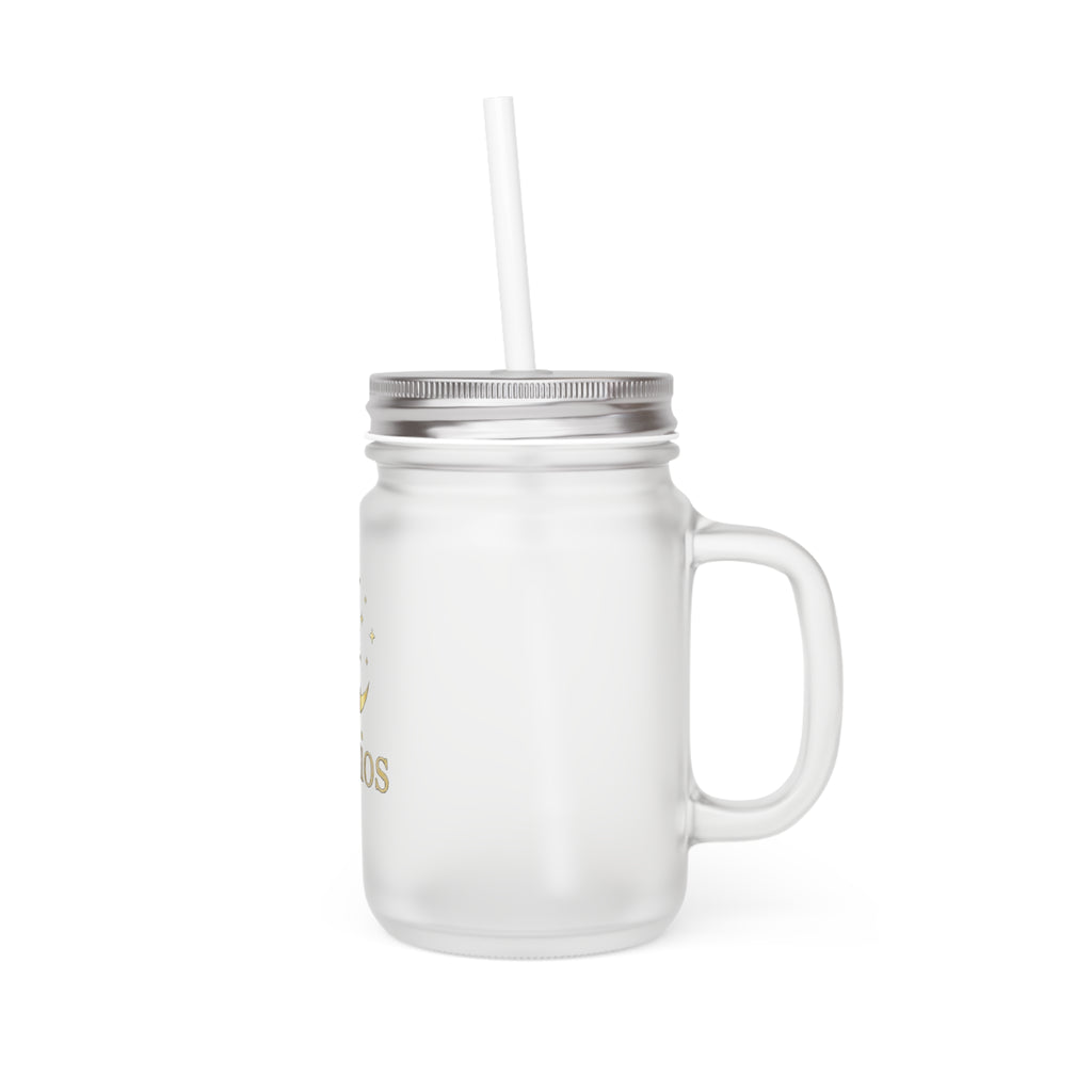 Nyxios Moon Mason Jar Tumbler — Frosted Glass Mason Jar with Lid & Straw