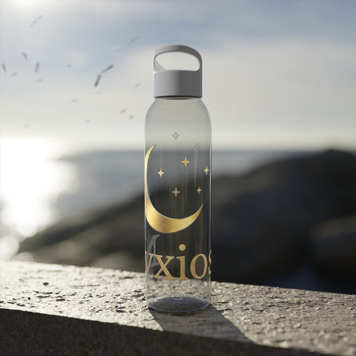 Celestial Moon Water Bottle — Gold Crescent Night Sky Design